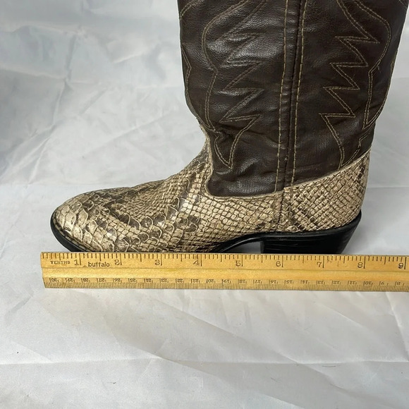 BRONCO Kids Western Cowboy Boots Snakeskin Brown Faux Leather Size 12 D - Picture 12 of 13